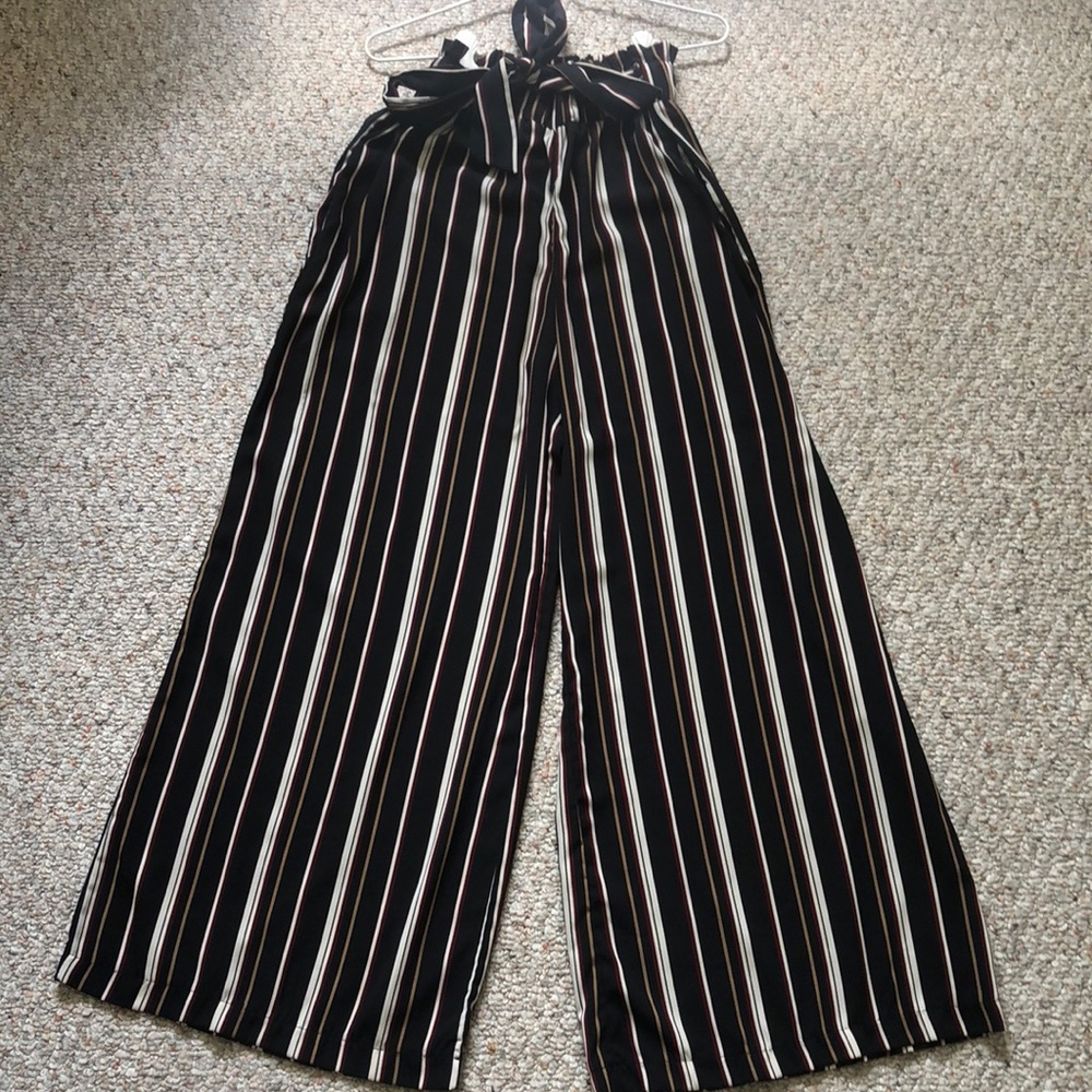 Flowy Striped Paper Bag Pants
